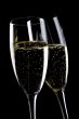 Two glasses champagne close up