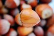One big hazelnut in focus