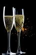 champagne and sparkles on black