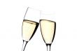 Two glasses champagne on white close up