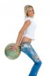 Young woman with  globe