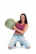 Young woman with  globe