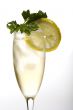 champagne glasses with lemon close up