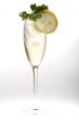 champagne glasses with lemon closeup