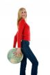 Young woman with  globe
