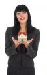 Business woman advertises real estate