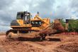 The heavy building bulldozer