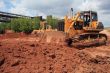 The heavy building bulldozer