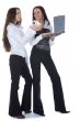 Two business woman advertises real estate
