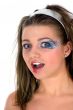 Girl with face-art butterfly paint