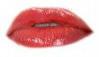 Glamour red gloss lips gesture