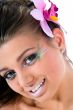 Girl with face-art butterfly paint