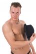 Bosom of the young graceful men on white