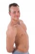Bosom of the young graceful men on white