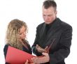 Businesswoman and businessman