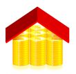 Red roof on the dollar coins