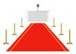 Red carpet to tribune on white background 