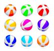 Beach ball with glossy reflections. Color set