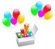color balloons with gift isolated on white 
