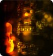 vintage violin silhouette with note