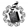 vector clapboard and film strip 