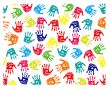 Seamless pattern, prints of hands 