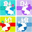 4 Vector christmas Polar Bear  dancing  family, kids greetings c