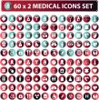 60x2 Medical button, shiny icons & warning-signs set, web button