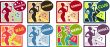8 Karaoke music club set with woman sing song, silhouette icons,