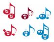 Abstract Music illustrations, note web icons set, dots emotions,