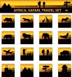Africa, safari,Tourism, travel, savanna silhouette set. Icons, b