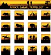 Africa, safari,Tourism, travel, savanna silhouette set. Icons, b