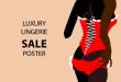 Luxury lingerie sale poster, sexy nude woman, elegant fashion ba