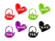 Different Tea Emblems - Black, Rose, Jasmin, Green fake stroke l