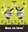 Floral card with couple bee in love. Fake paper congratulation c