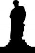 Great Russian poet Pushkin a monument silhouette in the centre o