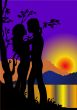 The Girl and youth on sundown
