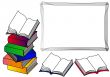 The Frame with Pile of the books with open book