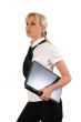 Female with notebook.