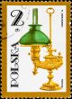 postage stamp shows vintage kerosene lamp