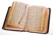  Old antique vintage open bible isolated with cliping path.