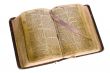  Old antique vintage open bible isolated with cliping path.