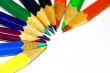 Color pencils on white background