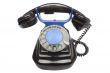 Old vintage black phone with disc dials with cliping path.