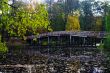 Wooden bridge at the park in autumn 