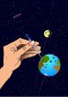Earth like an inflatable balloon - vector