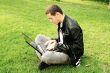 Student using laptop