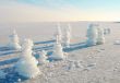 Frozen sea with ice sculptures in Finland