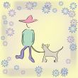 Boy walking the dog