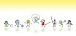 Kids playing in the sun, vector art